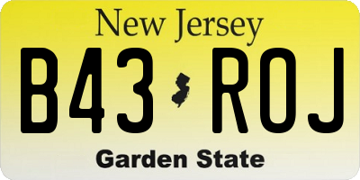 NJ license plate B43ROJ
