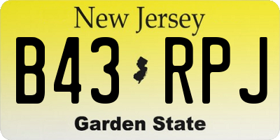 NJ license plate B43RPJ