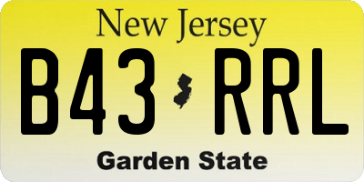 NJ license plate B43RRL
