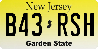 NJ license plate B43RSH