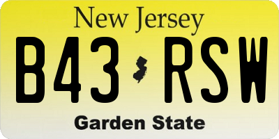 NJ license plate B43RSW