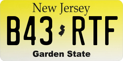 NJ license plate B43RTF