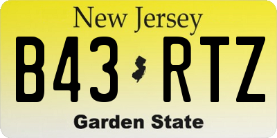 NJ license plate B43RTZ