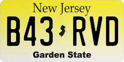 NJ license plate B43RVD