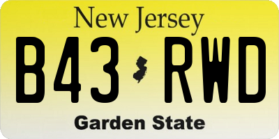 NJ license plate B43RWD
