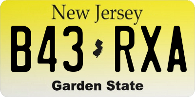 NJ license plate B43RXA