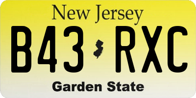 NJ license plate B43RXC