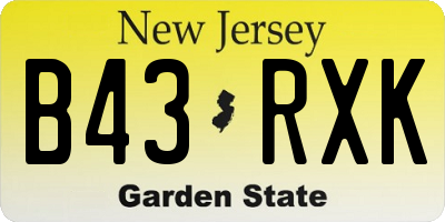 NJ license plate B43RXK