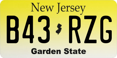 NJ license plate B43RZG