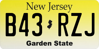 NJ license plate B43RZJ
