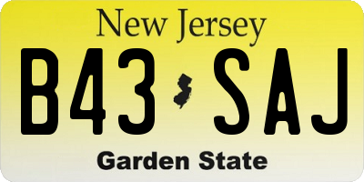 NJ license plate B43SAJ
