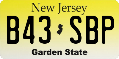 NJ license plate B43SBP