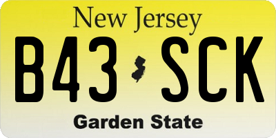NJ license plate B43SCK