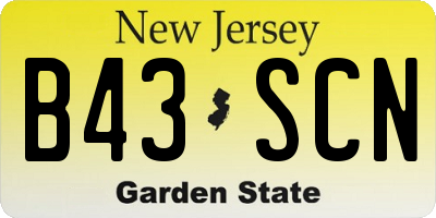 NJ license plate B43SCN