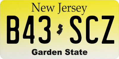 NJ license plate B43SCZ