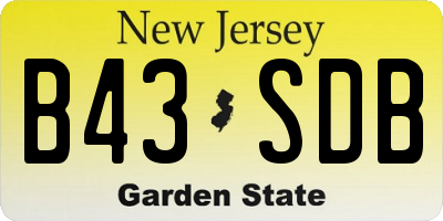 NJ license plate B43SDB
