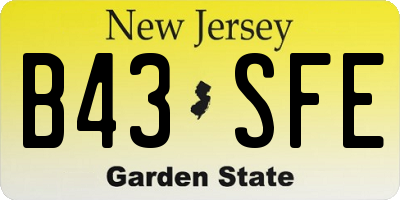 NJ license plate B43SFE