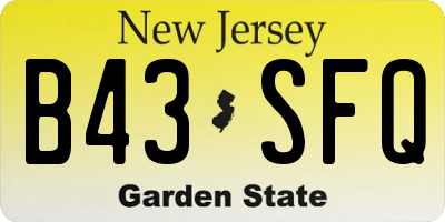 NJ license plate B43SFQ