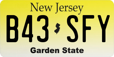 NJ license plate B43SFY