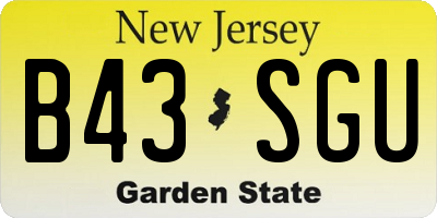 NJ license plate B43SGU