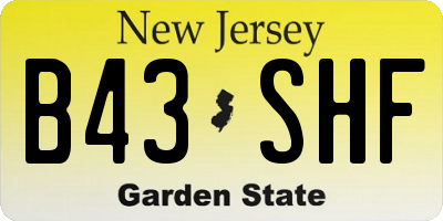 NJ license plate B43SHF