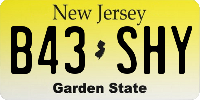 NJ license plate B43SHY