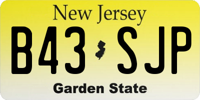 NJ license plate B43SJP