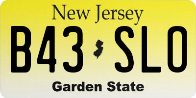 NJ license plate B43SLO