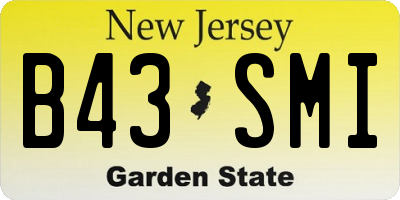 NJ license plate B43SMI