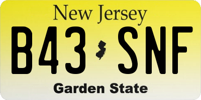 NJ license plate B43SNF