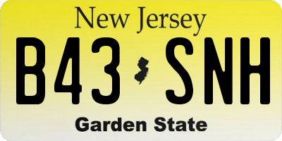 NJ license plate B43SNH