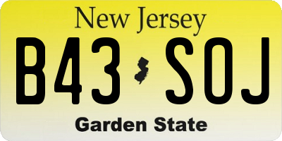 NJ license plate B43SOJ
