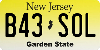 NJ license plate B43SOL