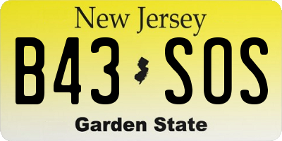 NJ license plate B43SOS