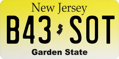 NJ license plate B43SOT