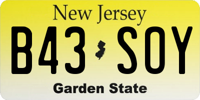 NJ license plate B43SOY