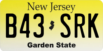 NJ license plate B43SRK
