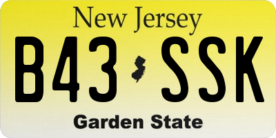 NJ license plate B43SSK