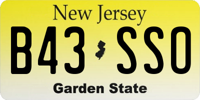 NJ license plate B43SSO