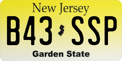 NJ license plate B43SSP