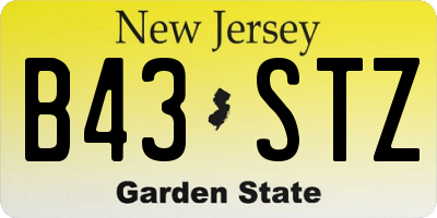 NJ license plate B43STZ