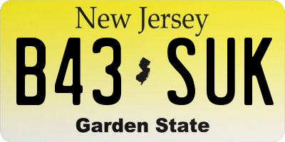 NJ license plate B43SUK