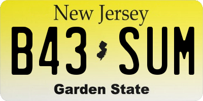 NJ license plate B43SUM