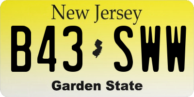 NJ license plate B43SWW