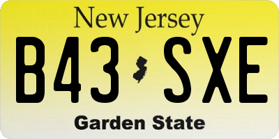 NJ license plate B43SXE