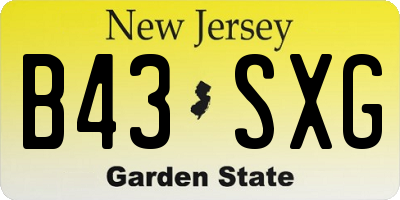 NJ license plate B43SXG