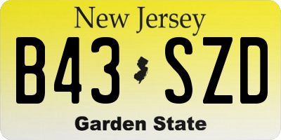 NJ license plate B43SZD