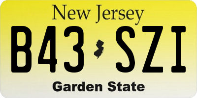 NJ license plate B43SZI