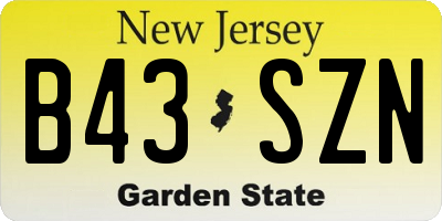 NJ license plate B43SZN