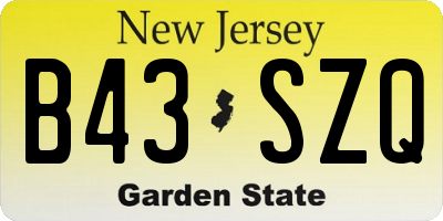 NJ license plate B43SZQ